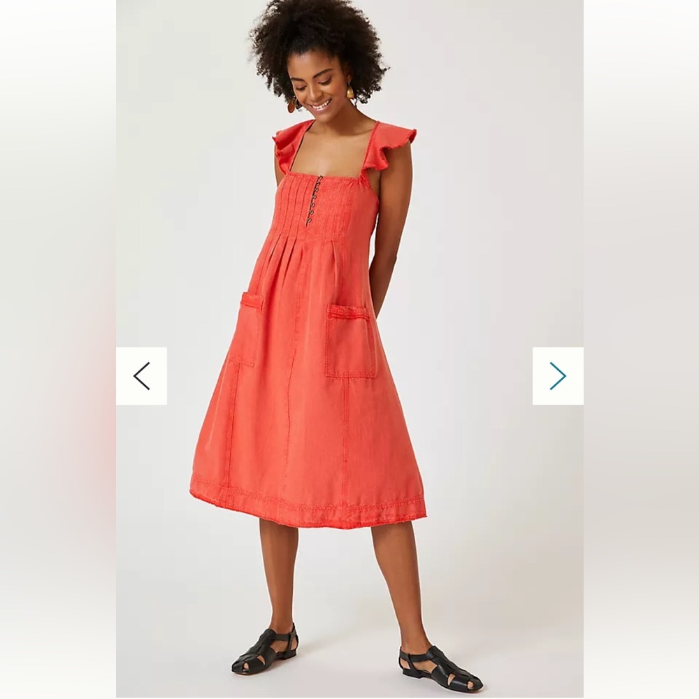 ANTHROPOLOGIE PILCRO Red Denim Midi Dress size XS
